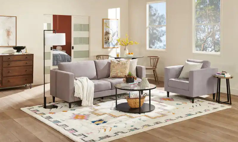 Fauteuil en tissu de 32 po avec coussin de siège capitonné et coussin de dossier réversible