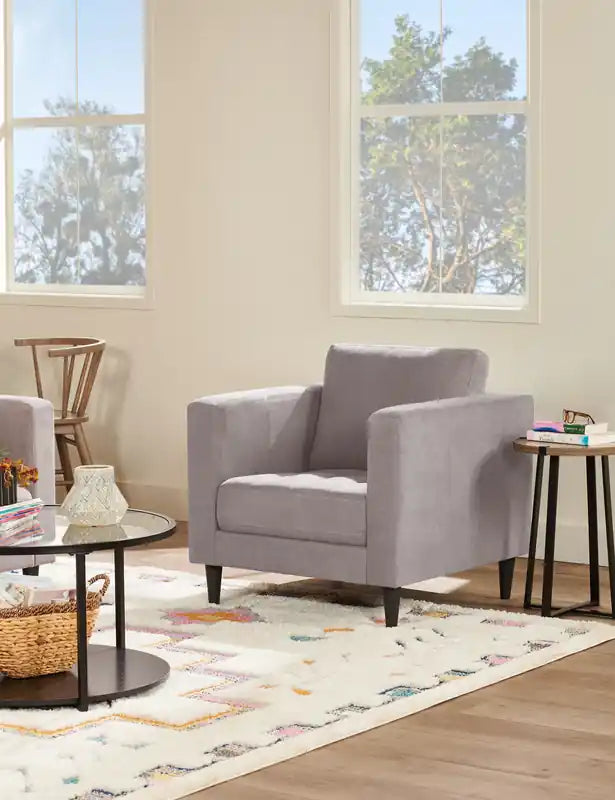 Fauteuil en tissu de 32 po avec coussin de siège capitonné et coussin de dossier réversible