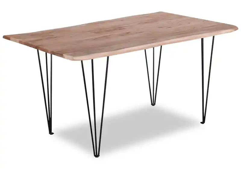 Ensemble de salle à manger 5 pièces avec table et 4 chaises, bords irréguliers, bois d'acacia, métal, 60W