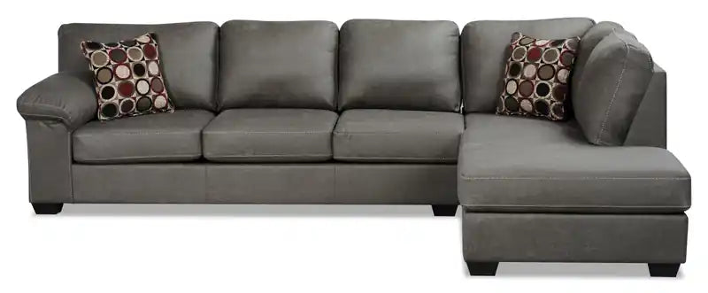 au Canada Morty Canapé-lit en tissu aspect cuir orienté à droite avec coussins décoratifs