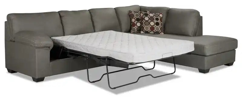au Canada Morty Canapé-lit en tissu aspect cuir orienté à droite avec coussins décoratifs