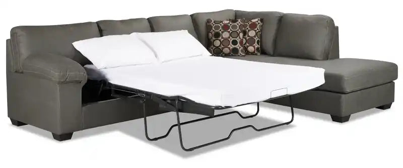 au Canada Morty Canapé-lit en tissu aspect cuir orienté à droite avec coussins décoratifs