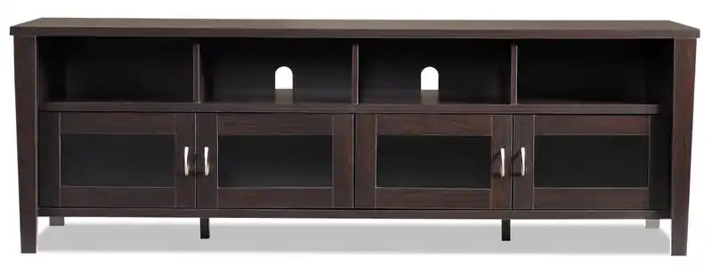 Meuble TV 72 po avec rangement et gestion des câbles pour téléviseurs jusqu'à 80 po - Brun rougeâtre