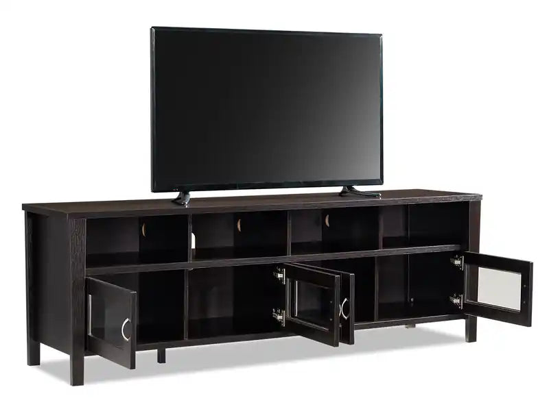 Meuble TV 72 po avec rangement et gestion des câbles pour téléviseurs jusqu'à 80 po - Brun rougeâtre