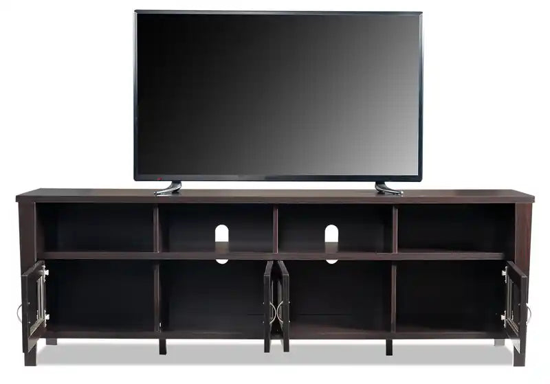 Meuble TV 72 po avec rangement et gestion des câbles pour téléviseurs jusqu'à 80 po - Brun rougeâtre