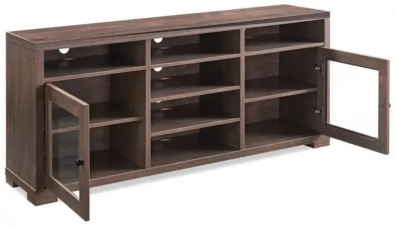 Meuble TV 62 po avec rangement et gestion des câbles pour téléviseurs jusqu'à 70 po - Noisette