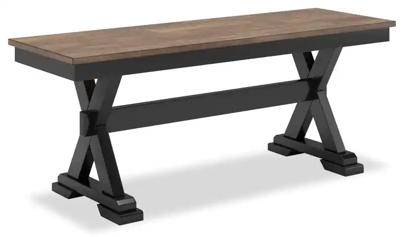 Raven Dining Bench, 48W - Two-Tone Black & Brown