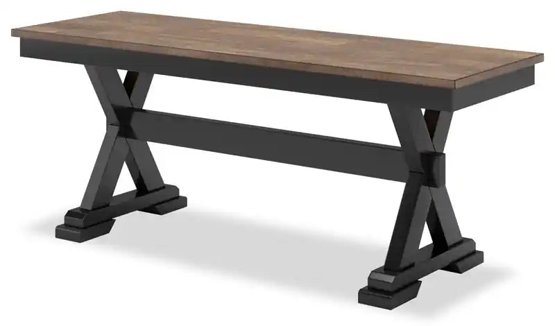 Banc de salle à manger, 48 po L - Bicolore noir et marron