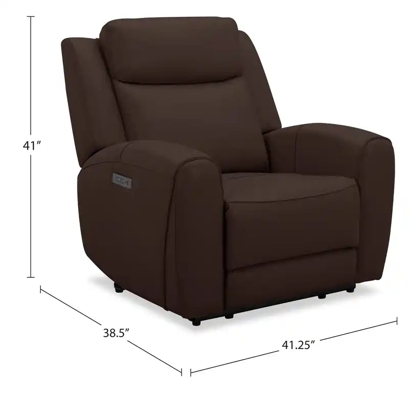 Fauteuil inclinable électrique en cuir véritable pleine fleur 41.25 avec port USB