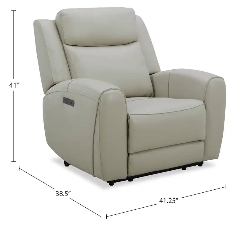 Fauteuil inclinable électrique en cuir véritable pleine fleur 41.25 avec port USB