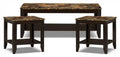 Roma 47.5 Rustic 3-Pack Coffee + 2 End Tables with Shelf - Cappucino Marble Look