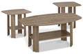 Rosario 36 Modern 3-Pack Coffee + 2 End Tables with Shelf - Dark Taupe