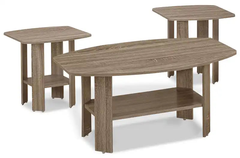 Rosario 36 Modern 3-Pack Coffee + 2 End Tables with Shelf - Dark Taupe