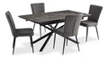 Tavo 5pc Dining Set with Table & Chairs, 63-79W Extension, Metal - Grey & Black