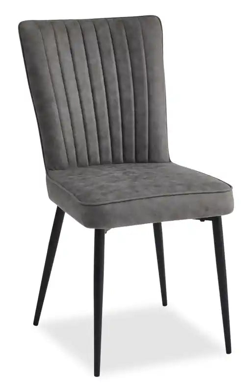 Ensemble de salle à manger 5 pièces avec table et chaises, extension 160-200 cm, métal - Gris et noir