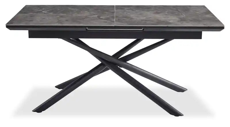 Ensemble de salle à manger 5 pièces avec table et chaises, extension 160-200 cm, métal - Gris et noir