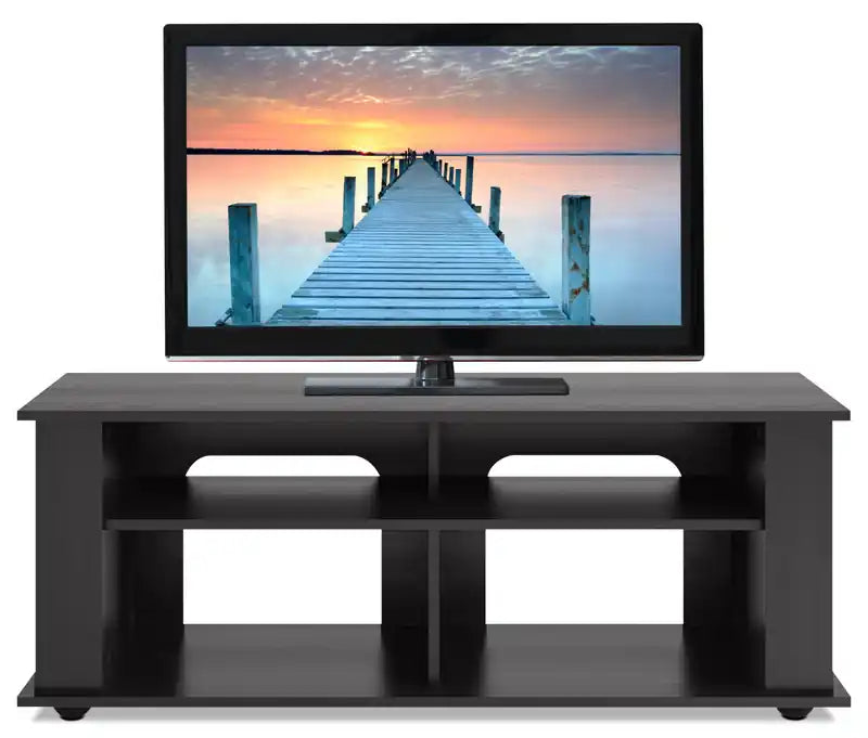Meuble TV moderne de 47 po avec rangement et gestion des câbles pour téléviseurs jusqu'à 50 po - Noir