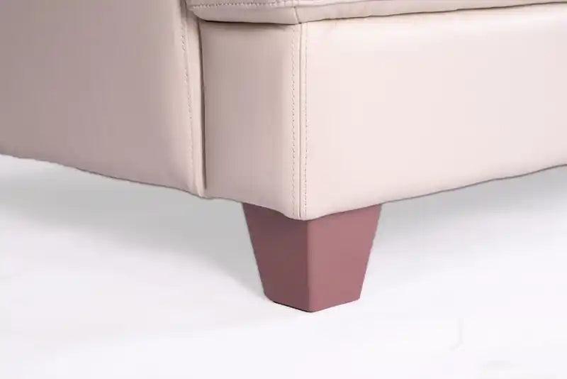 Causeuse en cuir véritable avec coutures à motif de losanges et pieds en bois - Vert écume de mer