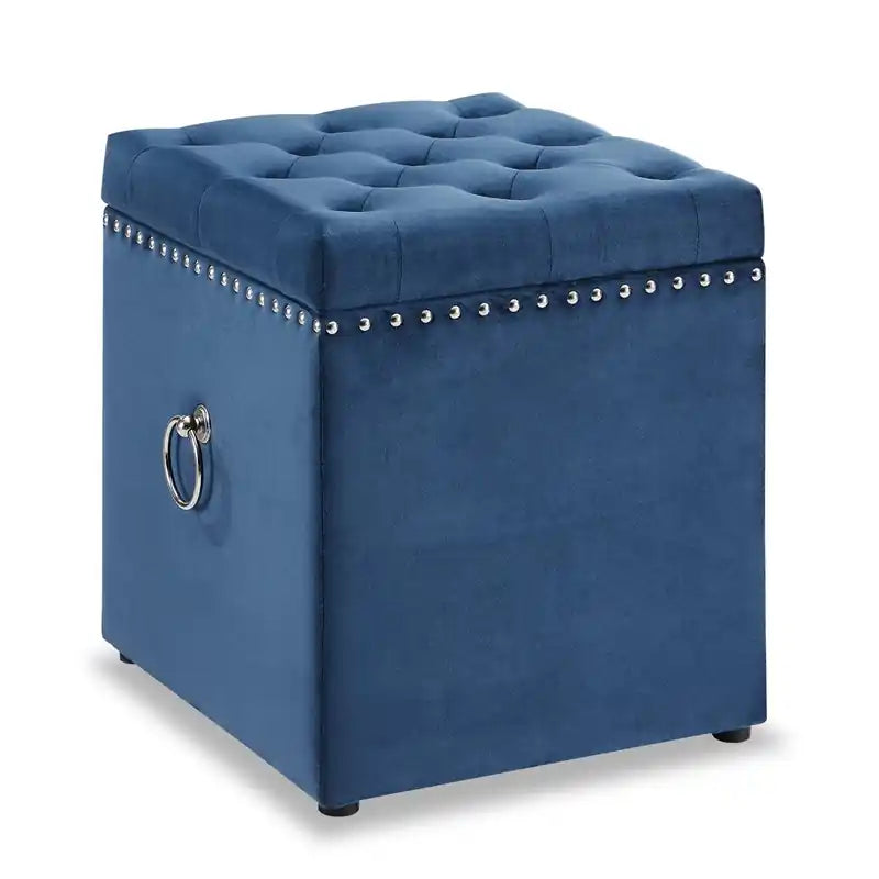 Yukon 17 Square Velvet Storage Ottoman