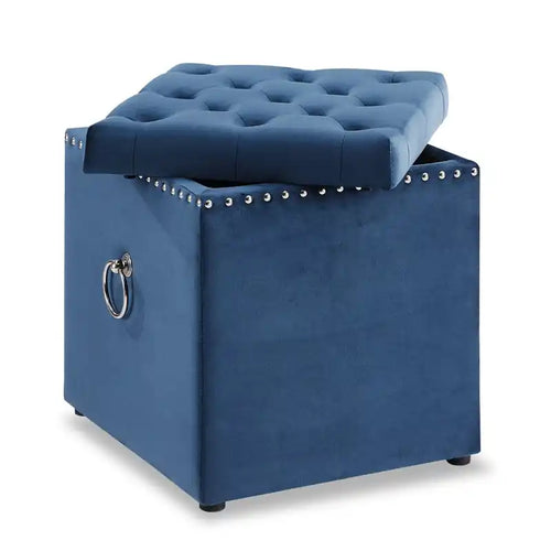 Pouf de rangement en velours carré de 17 po