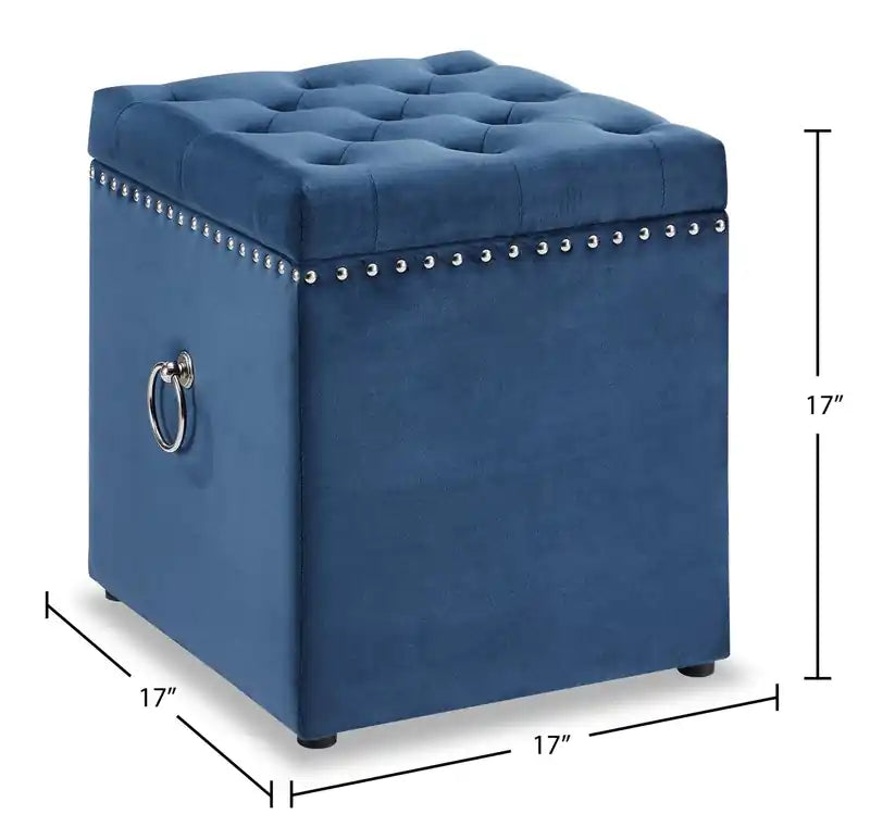 Pouf de rangement en velours carré de 17 po